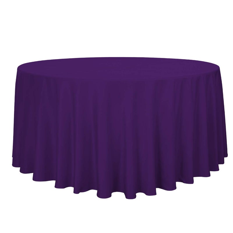 sancua Round Tablecloth - 120 Inch - Water Resistant Spill Proof Washable Polyester Table Cloth Decorative Fabric Table Cover for Dining Tables, Buffet Parties and Camping, Purple - Image 1